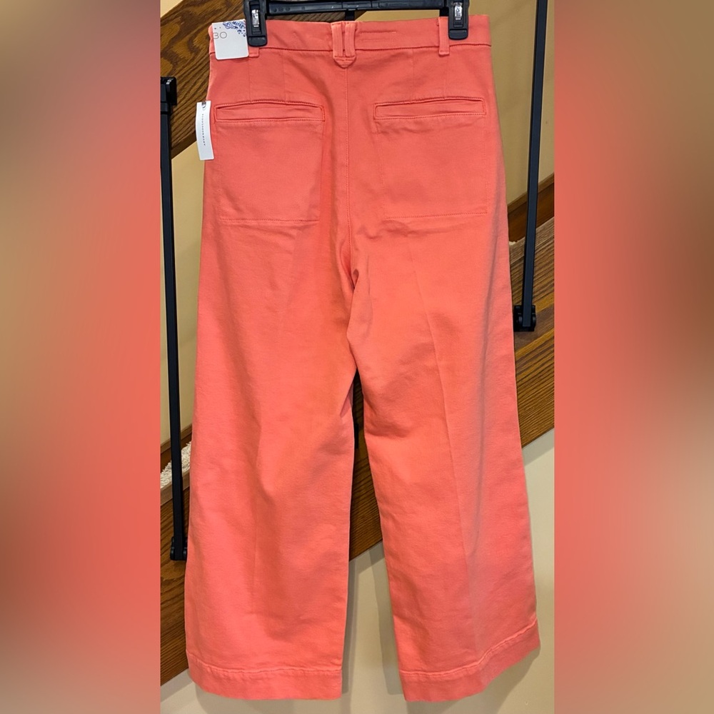 Anthropologie Pilcro Pants The Skipper Side Zip Wide Leg Coral SZ. 30 NWT - Picture 2 of 16